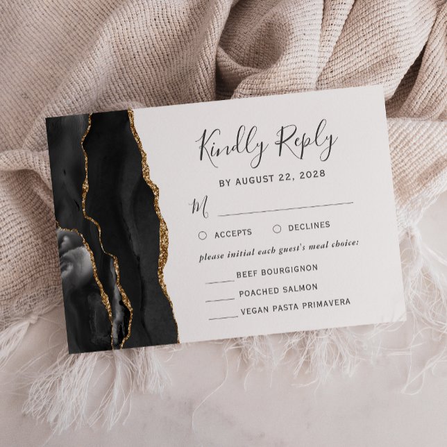 Carte de réponse de mariage avec options de repas  (Créateur téléchargé)
