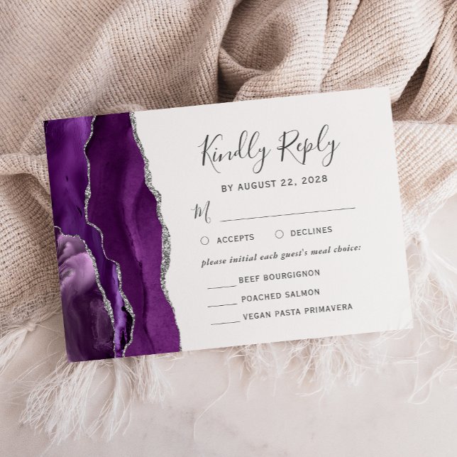 Carte de réponse de mariage avec options de repas  (Créateur téléchargé)