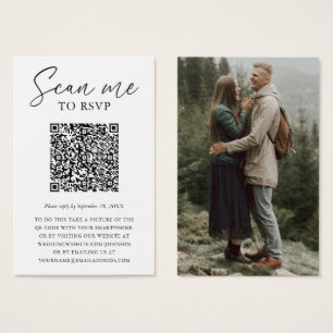 Carte de réponse de mariage avec photo de code QR