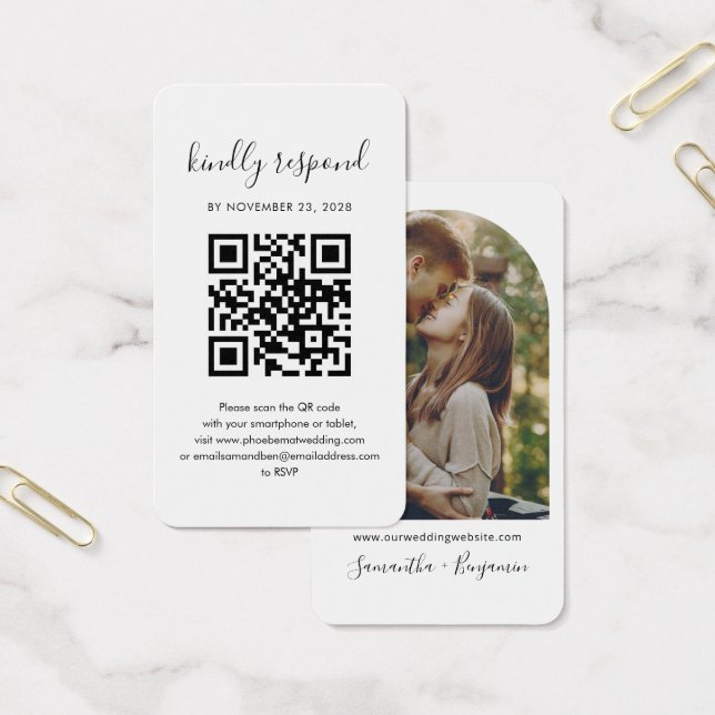 Carte de réponse de mariage avec photo de couple e (Bureau)