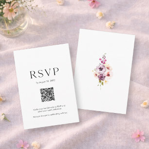 Carte de réponse de mariage avec QR Code   Floral 