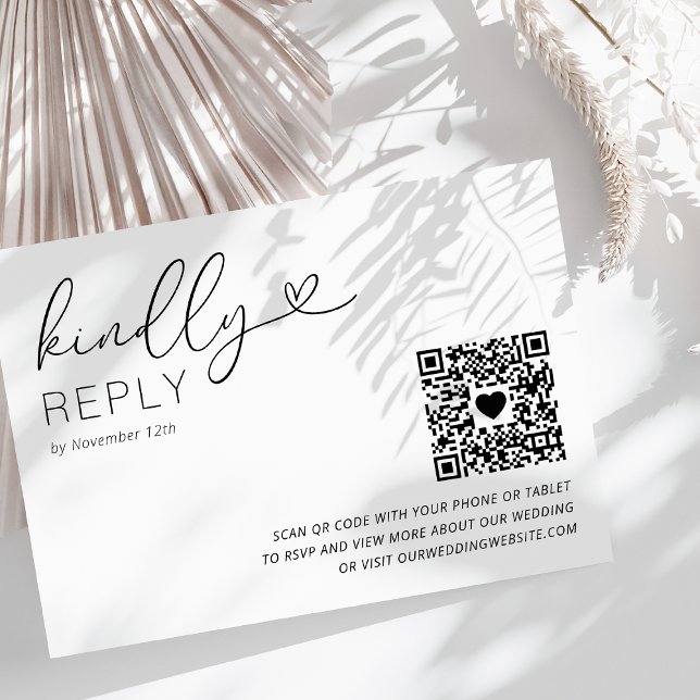 Carte de réponse de mariage avec QR Code moderne (Créateur téléchargé)