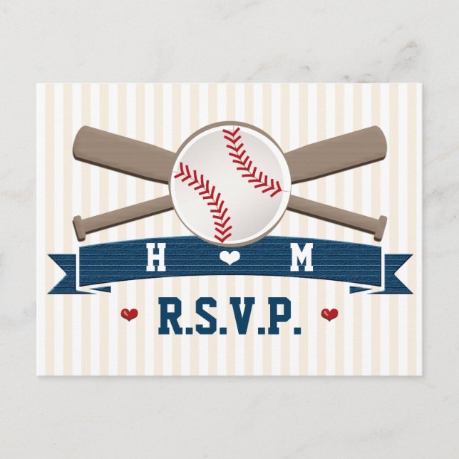 Carte de réponse de mariage avec un baseball perso (Devant)
