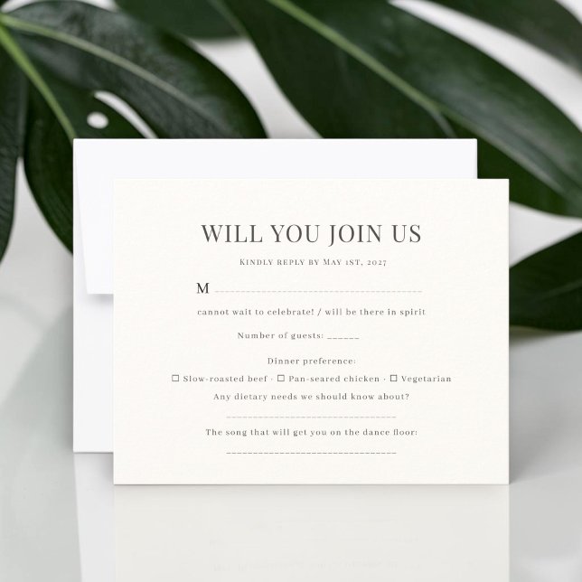 Carte de réponse de mariage avec une police Serif  (Créateur téléchargé)