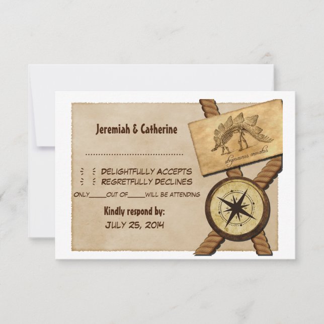 Carte de réponse de mariage aventure vintage v4 (Devant)