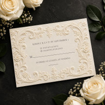 Carte de réponse de mariage baroque floral élégant