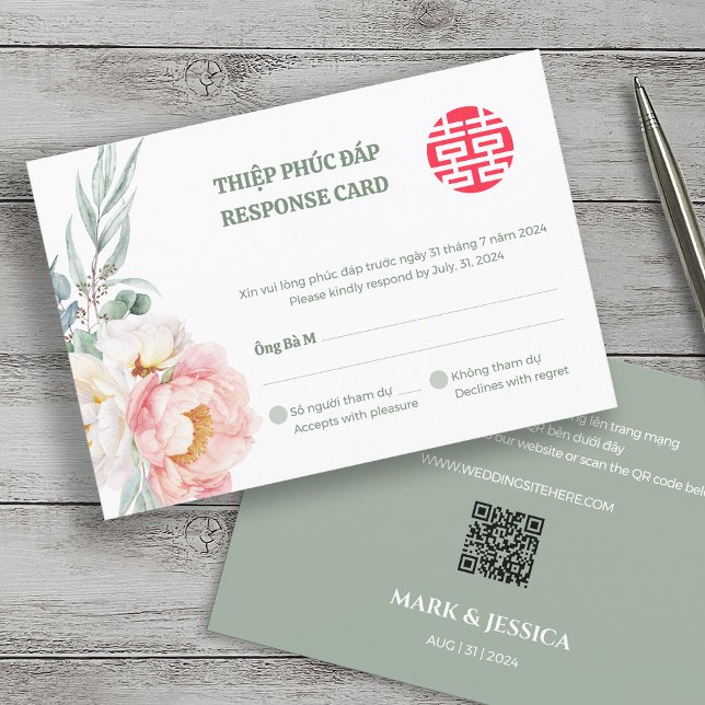 Carte de réponse de mariage bilingue vietnamien Pe (Créateur téléchargé)
