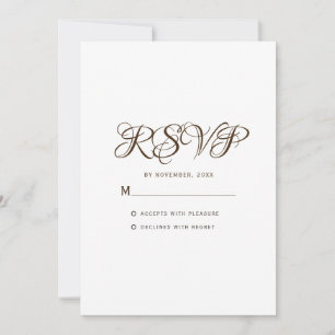 Carte de réponse de mariage blanche à typographie 