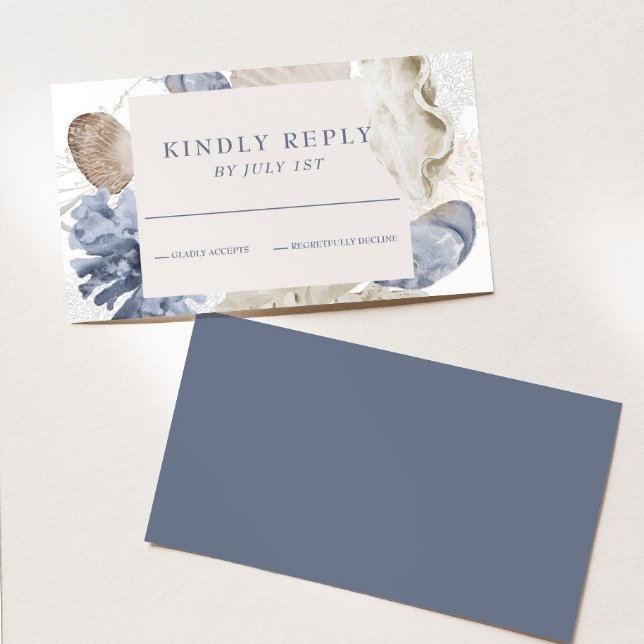 Carte de réponse de mariage bleu coquillage de pla (Créateur téléchargé)