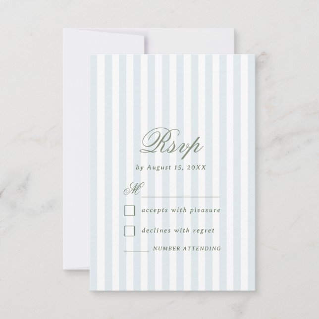 Carte de réponse de mariage bleu côtier avec rayur (Devant)