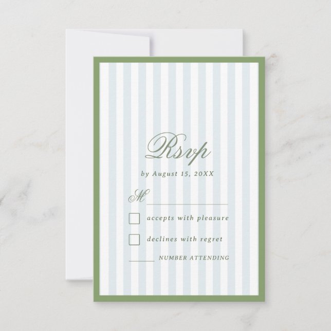 Carte de réponse de mariage bleu côtier avec rayur (Devant)