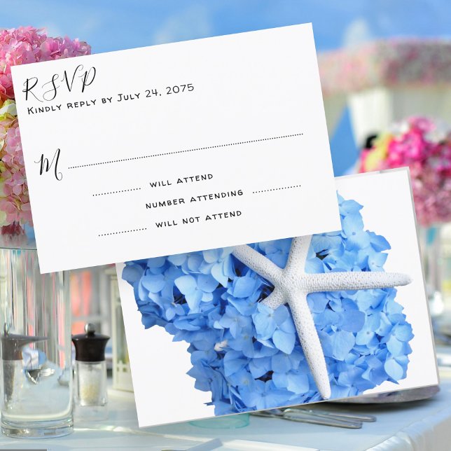 Carte de réponse de mariage bleu de jardin de bord (Créateur téléchargé)