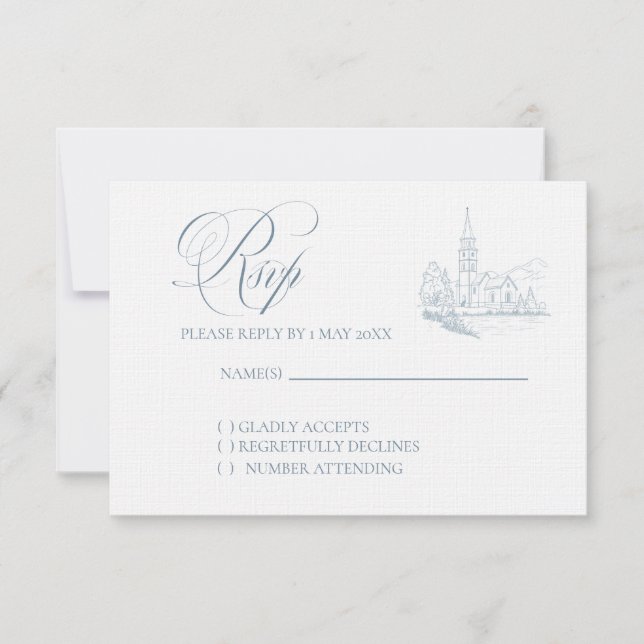 Carte de réponse de mariage bleu hivernal (Devant)