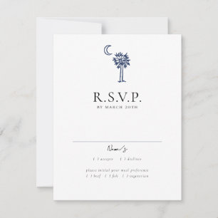 Carte de réponse de mariage bleu marine Charleston