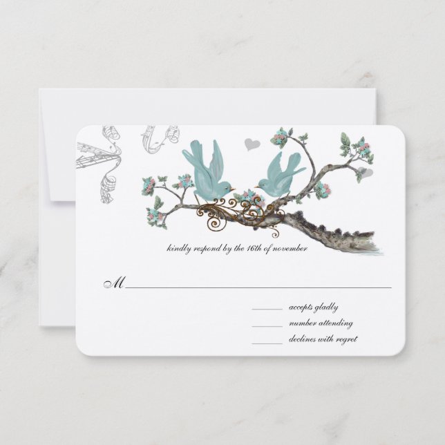 Carte de réponse de mariage bleu œuf de Robin vint (Devant)