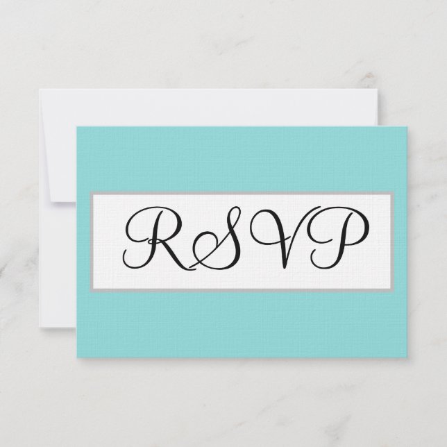 Carte de réponse de mariage bleu turquoise argenté (Devant)