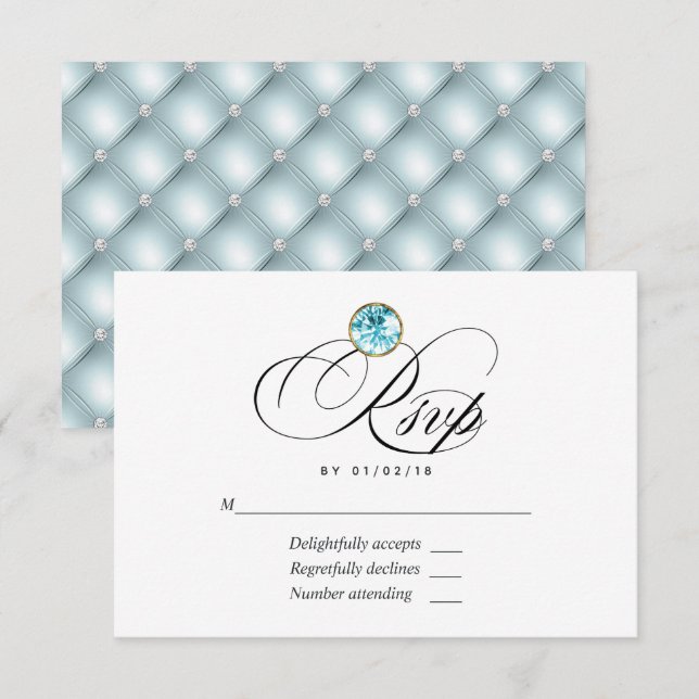 Carte de réponse de mariage Blue Diamond (Devant / Derrière)