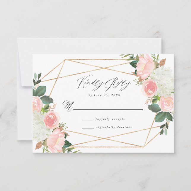 Carte de réponse de mariage Blush Spring Floral (Devant)