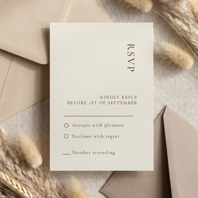 Carte de réponse de mariage bohème beige minimalis (Créateur téléchargé)