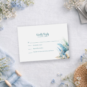 Carte de réponse de mariage Bohème bleue florale p