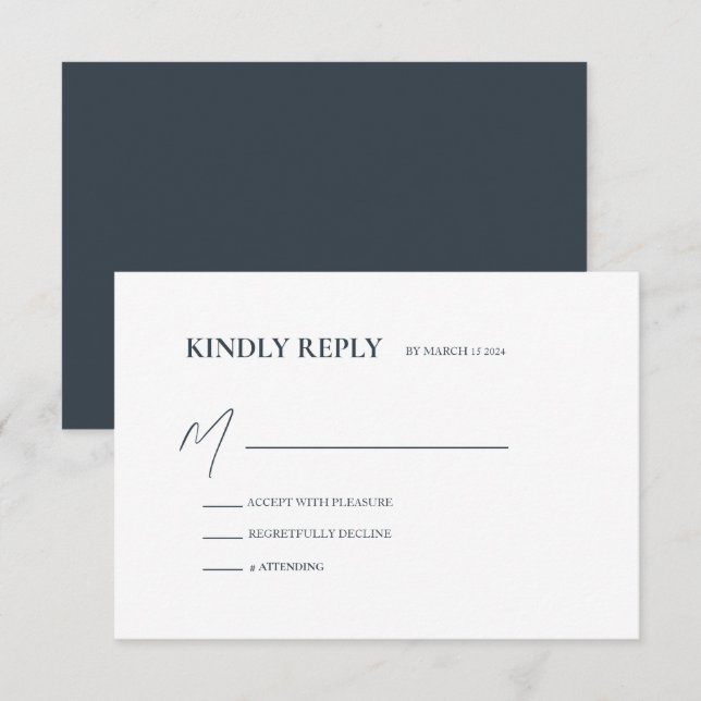 Carte de réponse de mariage bohème chic minimalist (Devant / Derrière)