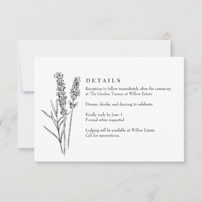 Carte de réponse de mariage bohème élégante aux fl (Devant)