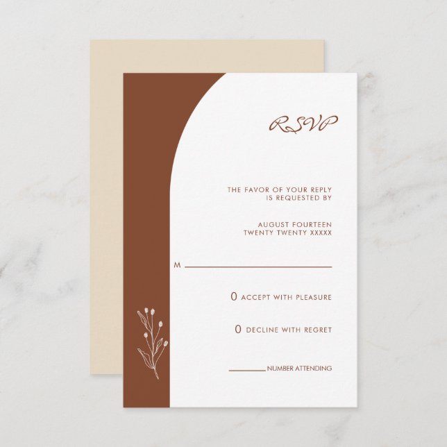 Carte de réponse de mariage bohème en terre cuite  (Devant / Derrière)