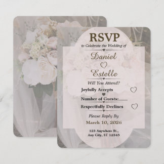 Carte de réponse de mariage bohème neutre modifiab