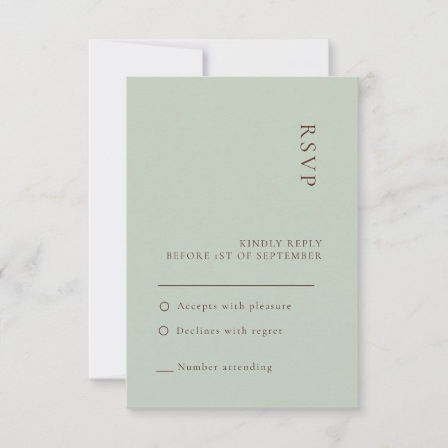 Carte de réponse de mariage bohème sage minimalist (Devant)