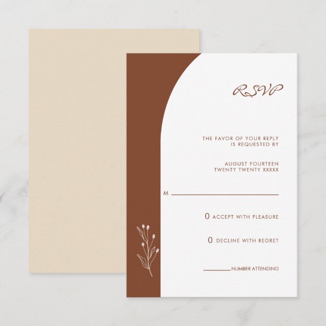 Carte de réponse de mariage bohème terracotta mini (Devant / Derrière)
