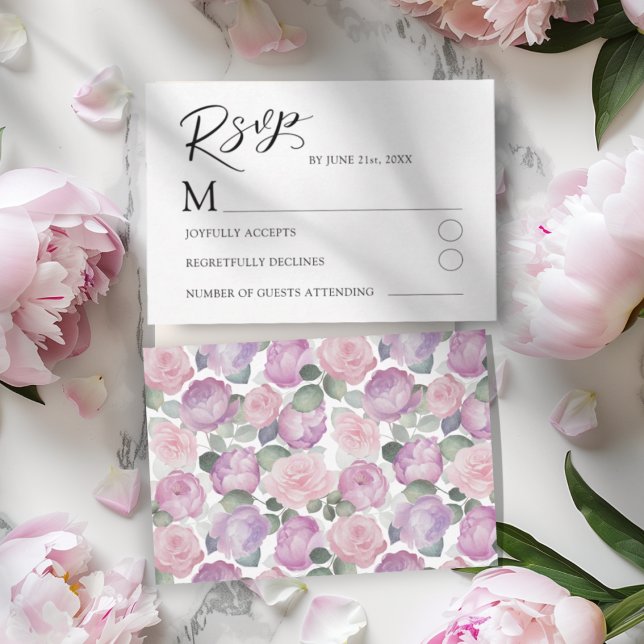 Carte de réponse de mariage Boho Blush Rose RSVP (Créateur téléchargé)