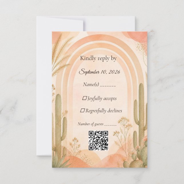 Carte de réponse de mariage Boho Desert Cactus (Devant)