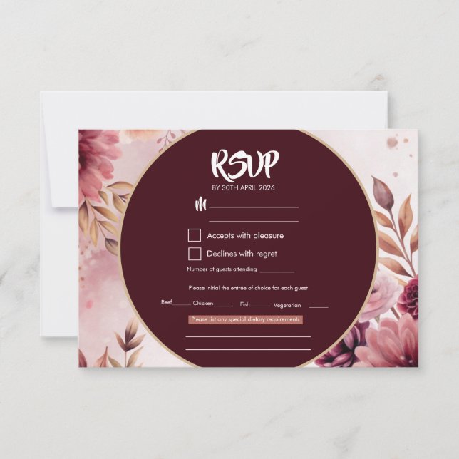 Carte de réponse de mariage Boho Dreams Floral Ele (Devant)
