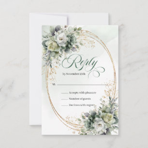 Carte de réponse de mariage Boho Dusty Green Eucal