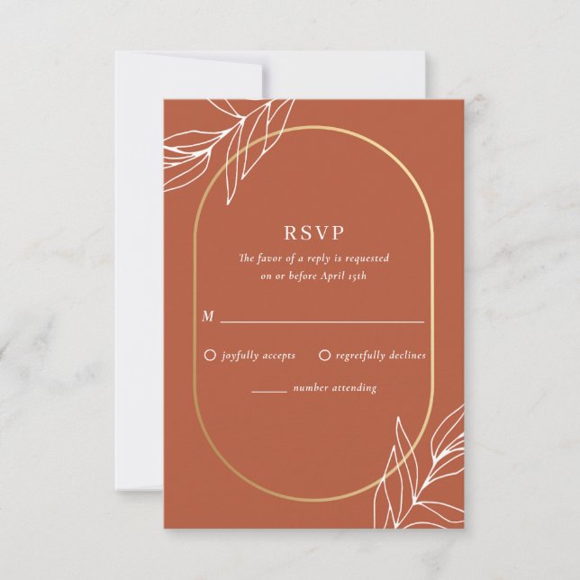 Carte de réponse de mariage Boho Tropical Burnt Ru (Devant)