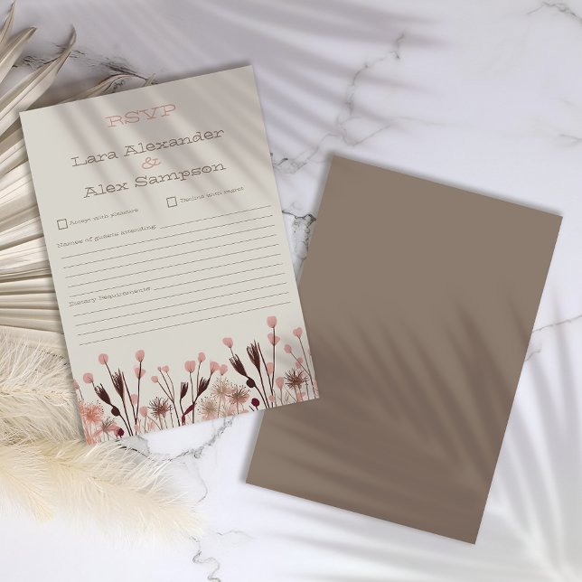 Carte de réponse de mariage Boho Wildflower (Créateur téléchargé)