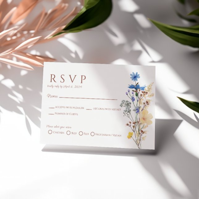 Carte de réponse de mariage botanique à fleurs sau (Créateur téléchargé)