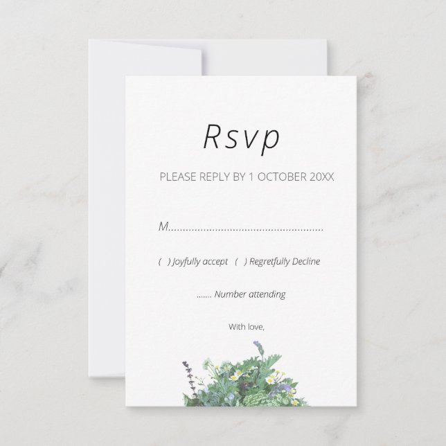 Carte de réponse de mariage botanique aux fleurs s (Devant)