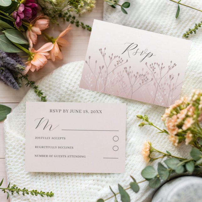 Carte de réponse de mariage botanique or rose mode (Créateur téléchargé)