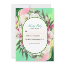 Carte de réponse de mariage botanique vert menthe