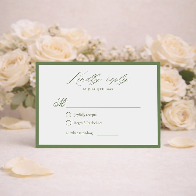 Carte de réponse de mariage botanique vert sauge é (Créateur téléchargé)