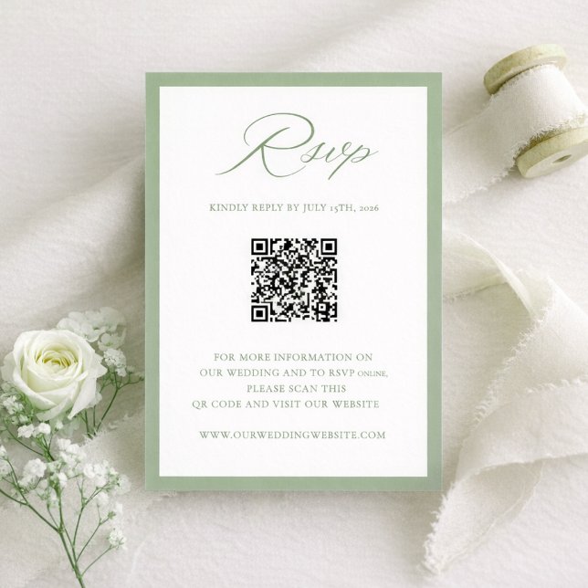 Carte de réponse de mariage botanique vert sauge é (Créateur téléchargé)