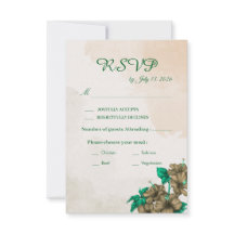Carte de réponse de mariage botanique verte