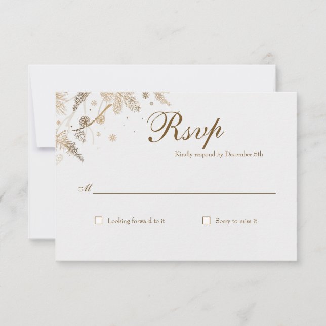 Carte de réponse de mariage Branches d'hiver (Devant)