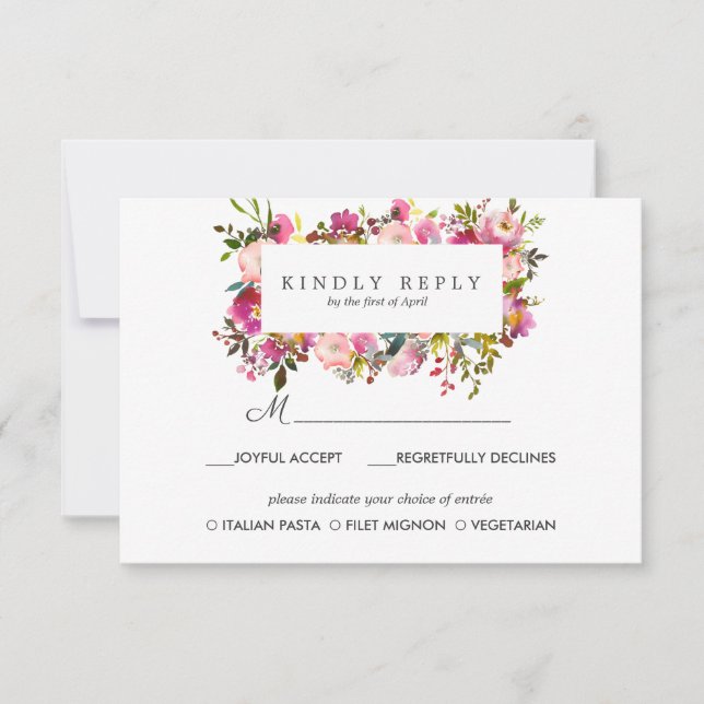 Carte de réponse de mariage Brilliant Bloom avec o (Devant)