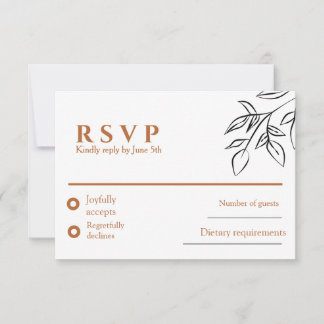 Carte de réponse de mariage Brun Rouge Vieille For