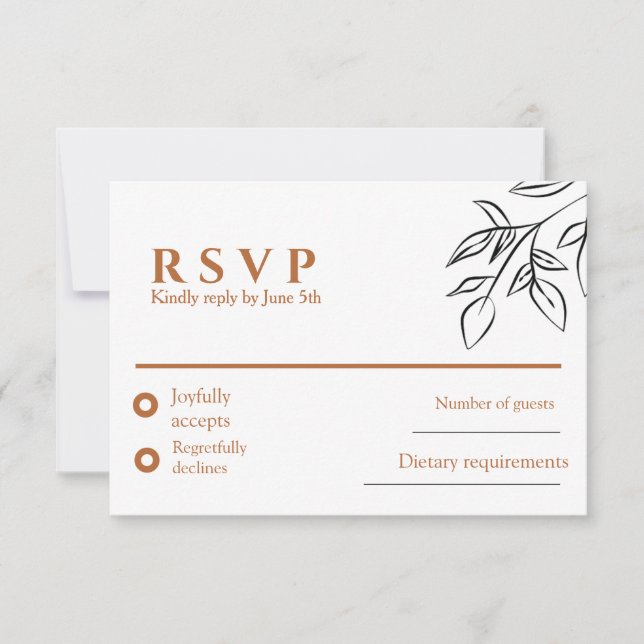 Carte de réponse de mariage Brun Rouge Vieille For (Devant)