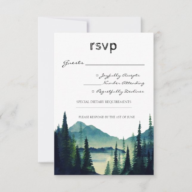 Carte de réponse de mariage camping (Devant)