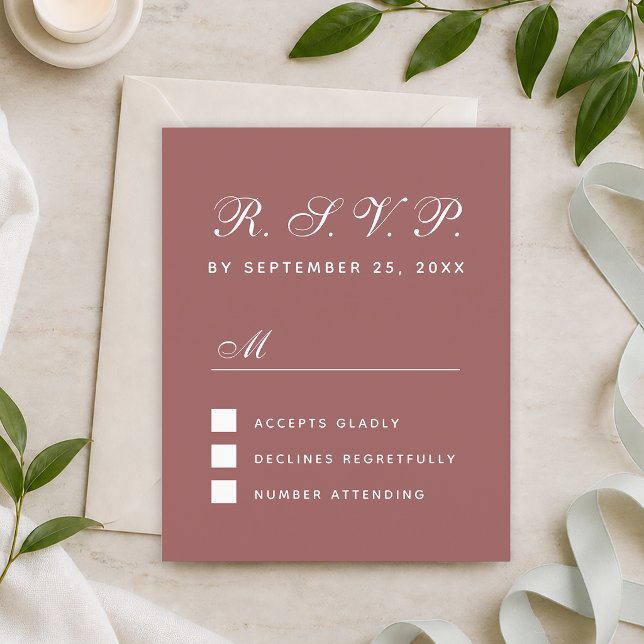 Carte de réponse de mariage Cannelle Rose RSVP bud (Créateur téléchargé)