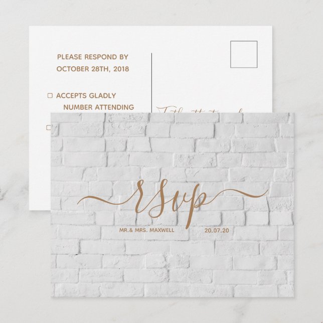 Carte de réponse de mariage | Carte postale en bri (Devant / Derrière)